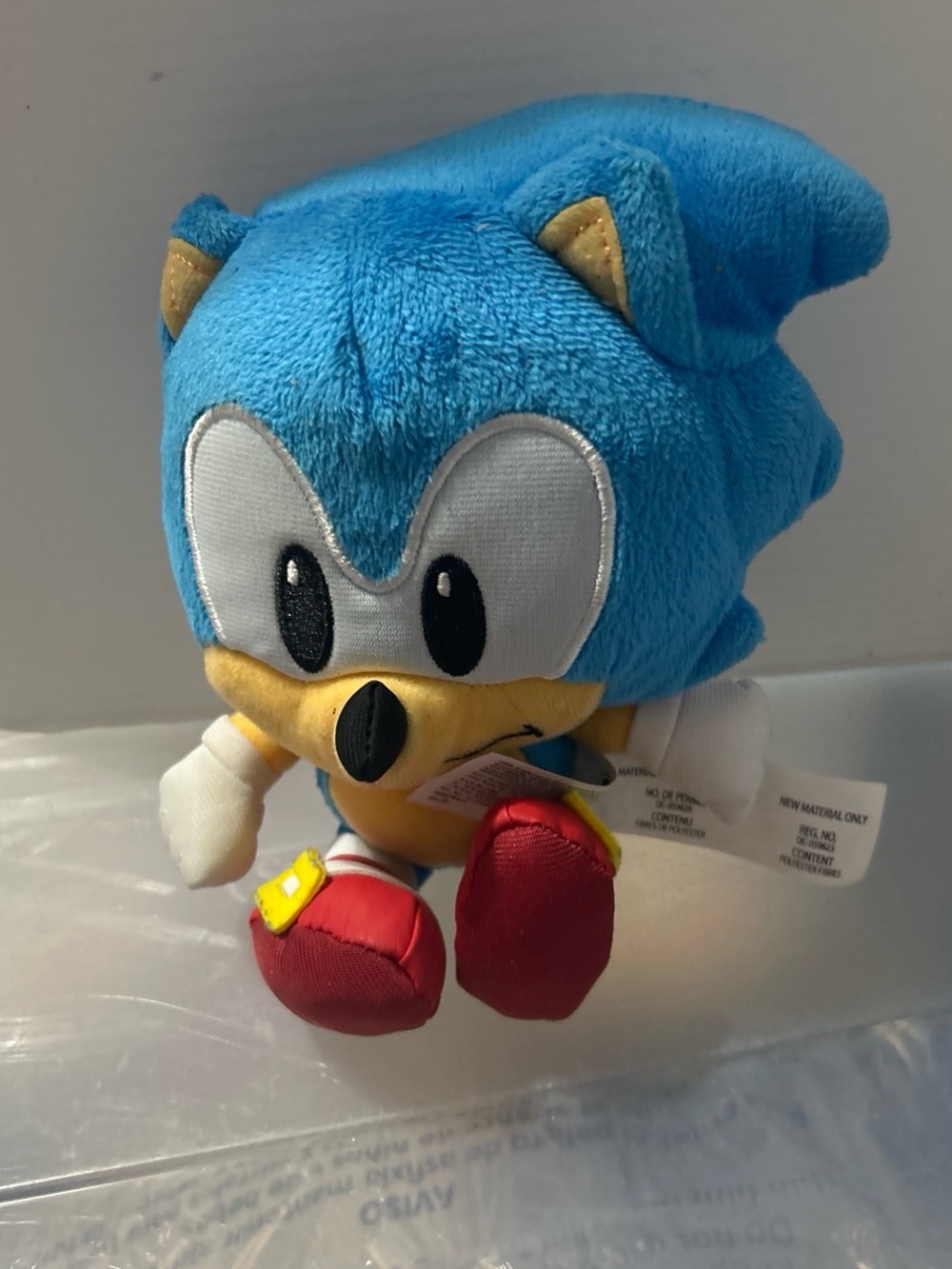 Blue Hedgehog Plush Character Toy with Red Shoes